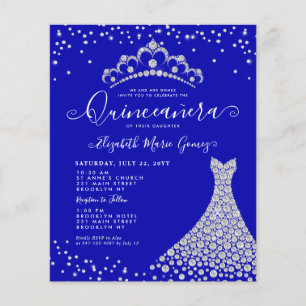 Papier Budget Royal Blue Diamond Sparkle Glam Quinceanera