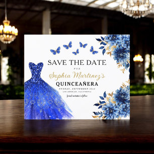 Papier Budget Royal Blue Enregistrer la date Quinceanera