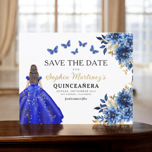 Papier Budget Royal Blue Enregistrer la date Quinceanera