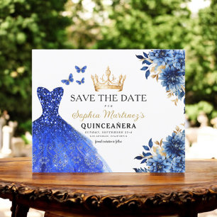 Papier Budget Royal Blue Enregistrer la date Quinceanera