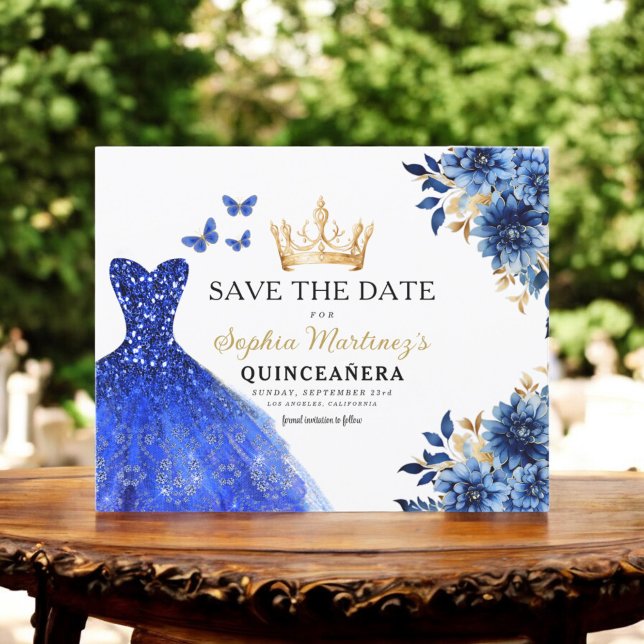 Papier Budget Royal Blue Enregistrer la date Quinceanera (Créateur téléchargé)