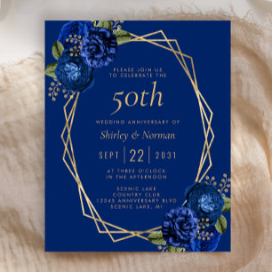 Papier Budget Royal Blue Floral Gold Geo 50e Anniversaire