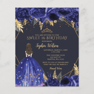 Papier Budget Royal Blue Princess Sweet 16 Invitation