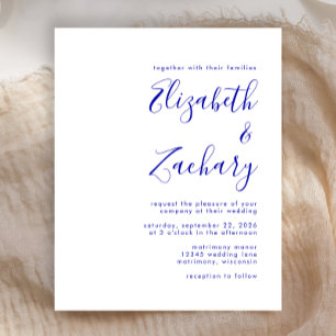 Papier Budget Royal Blue Script Faire-part de mariage