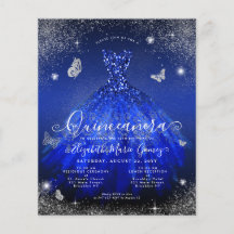 Budget Royal Blue Silver Gown Quinceanera Invitati