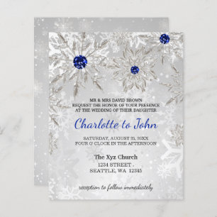 Papier Budget Royal Blue Snowflakes Faire-part de mariage