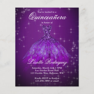 Papier Budget Royal Purple Quinceanera Invitation