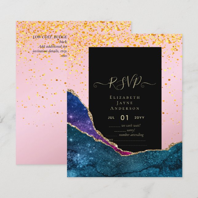 Papier Budget RSVP AGATE PARTIES SCINTILLANT (Devant / Derrière)
