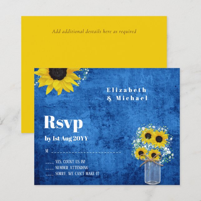 Papier Budget RSVP Russe Mariage de tournesols (Devant / Derrière)