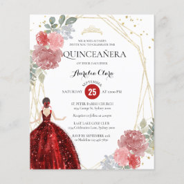 Papier Budget Ruby Rouge Floral Géométrique Quinceañera