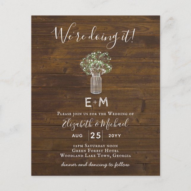 Papier Budget Russe Gypsophila Mason Jar Mariage (Devant)