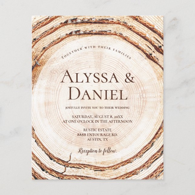 Papier Budget Russe Mariage Bois Coupe Grain Personnalisé (Devant)