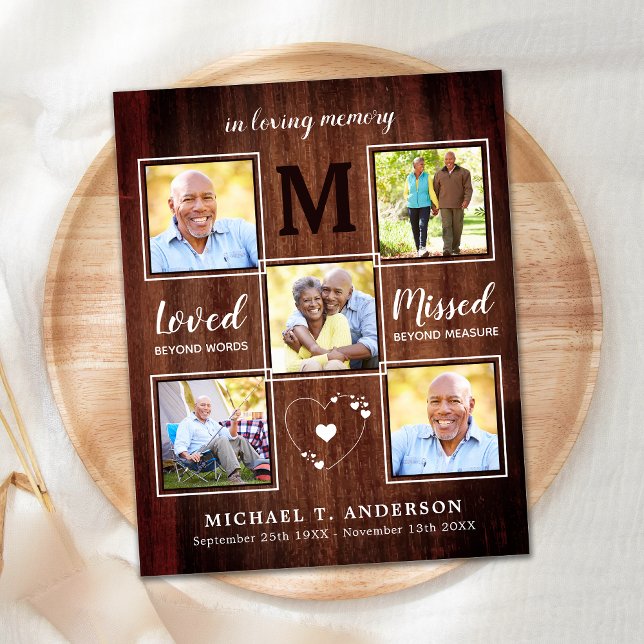 Papier Budget Rustic 5 Photo Collage Merci funéraire (Créateur téléchargé)