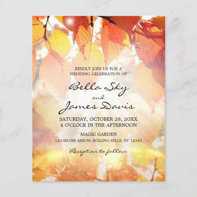 Papier Budget Rustic Autumn Forest Mariage de automne Inv (Devant)