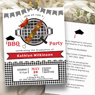 Papier BUDGET Rustic Black Plaid Fun BBQ Party Invitation