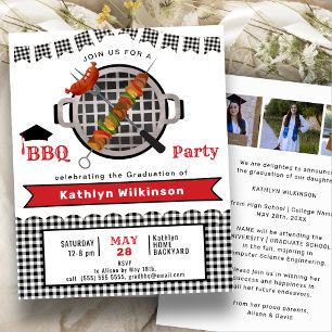 Papier BUDGET Rustic Black Plaid Fun GRAD BBQ Invitation