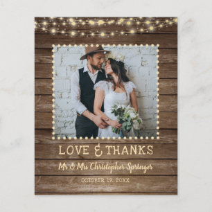 Papier Budget Rustic Bois Chaîne Lumières Mariage Merci