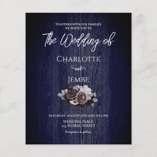 Papier Budget Rustic Bois Floral Faire-part de mariage