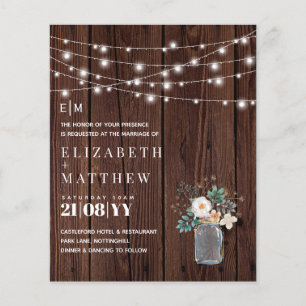 Papier Budget Rustic Bois Mason Lumière Jar Mariage Invit