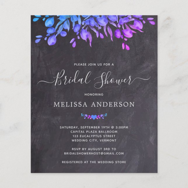 Papier Budget Rustic Botanical Bridal Shower Invitation (Devant)
