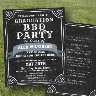Papier BUDGET Rustic Chalkboard BBQ Party Grad Invitation