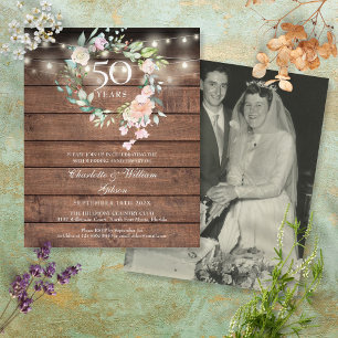 Papier Budget Rustic Floral 50e anniversaire Invitation p