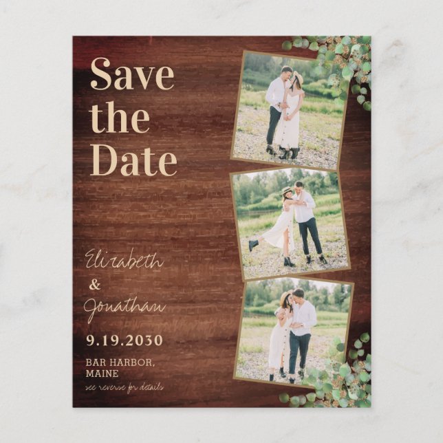 Papier Budget Rustic Foliage Photo QR Code Enregistrer la (Devant)