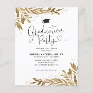 Papier Budget Rustic Gold Floral Sparkle Graduation Party