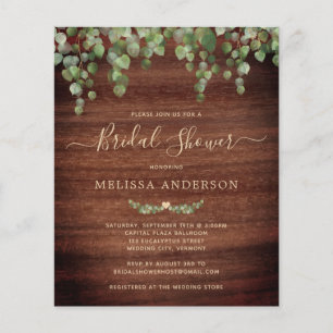 Papier Budget Rustic Green Invitation à la douche nuptial