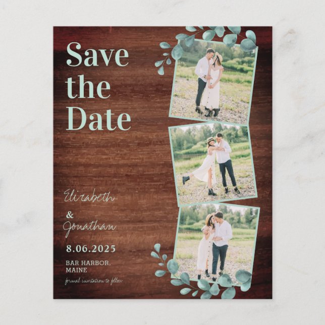 Papier Budget Rustic Green Photo Collage Enregistrer La D (Devant)