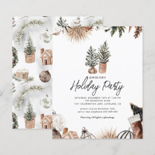 Papier Budget Rustic Holiday Party Invitation