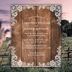 Papier Budget Rustic Mariage campagnard dentelle en bois