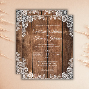 Papier Budget Rustic Mariage campagnard dentelle en bois 