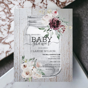 Papier BUDGET Rustic Mason Jar Baby shower Invitation