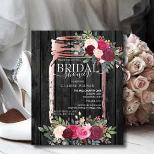 Papier BUDGET Rustic Mason Jar Invitation à la douche nup