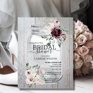 Papier BUDGET Rustic Mason Jar Invitation à la douche nup