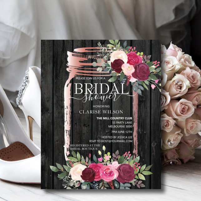 Papier BUDGET Rustic Mason Jar Invitation à la douche nup (Créateur téléchargé)