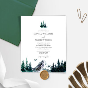 Papier Budget Rustic Mountain Forest Faire-part de mariag