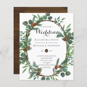 Papier Budget Rustic Noël Mariage Invitations d'hiver
