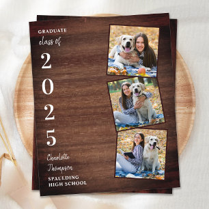 Papier Budget Rustic Photo Collag Faire-part de graduatio