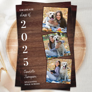 Papier Budget Rustic Photo Collage Invitations de graduat