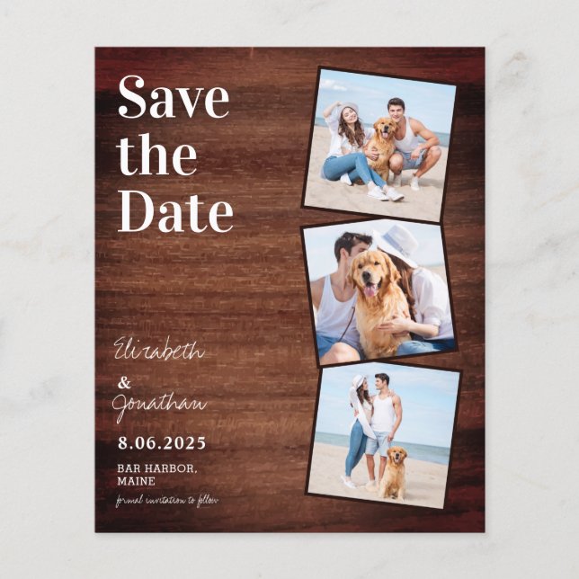 Papier Budget Rustic Photo Collage Mariage Enregistrer La (Devant)