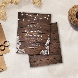 Papier Budget Rustic Script String Lights & Lace Wedding