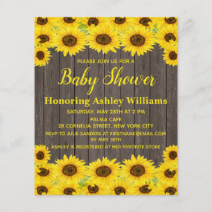 Papier Budget Rustic Sunflower Baby shower Invitation