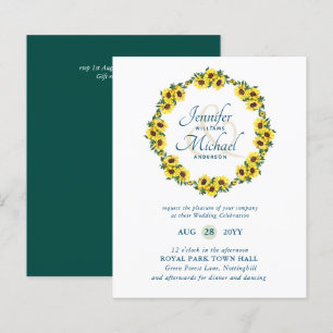 Papier BUDGET Rustic Sunflower Wreath Wedding Invitation
