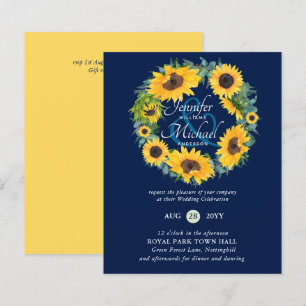 Papier BUDGET Rustic Sunflower Wreath Wedding Invitation