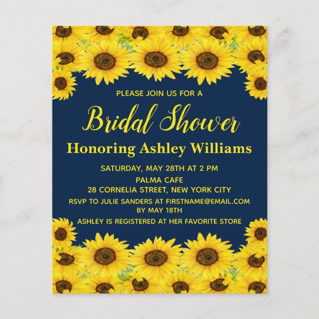 Papier Budget Rustic Sunflowers Invitation de douche nupt (Devant)