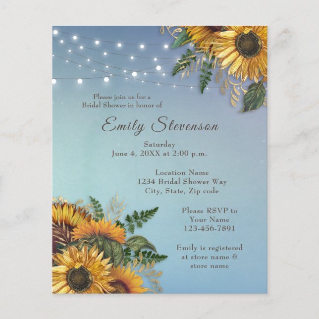 Papier Budget Rustic tournesol Bridal Show (Devant)