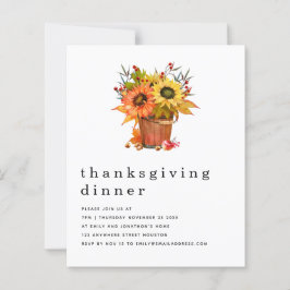 Papier Budget Rustic Tournesols Chute Thanksgiving Invita