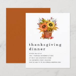 Papier Budget Rustic Tournesols Chute Thanksgiving Invita